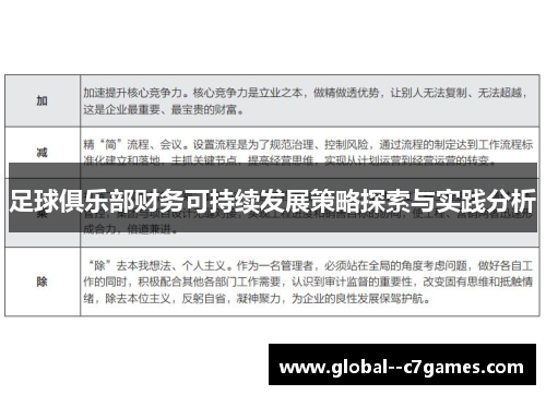 足球俱乐部财务可持续发展策略探索与实践分析 足球俱乐部财务可持续发展策略探索与实践分析